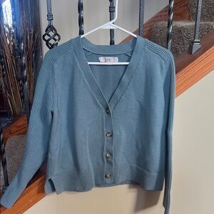 LOFT blue/green  Button-Up Cardigan
